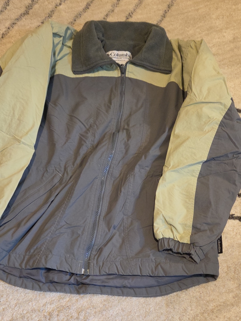 Columbia Gray Jacket with Light Green Panels